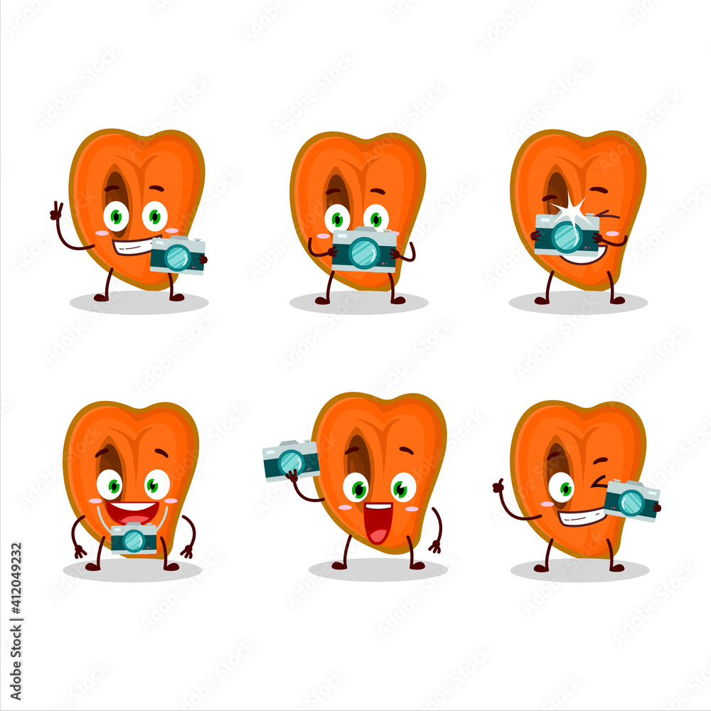 Photographer profession emoticon with slice of zapote cartoon character Photographer profession emoticon with slice of zapote cartoon character