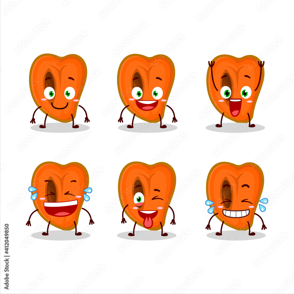 Cartoon character of slice of zapote with smile expression