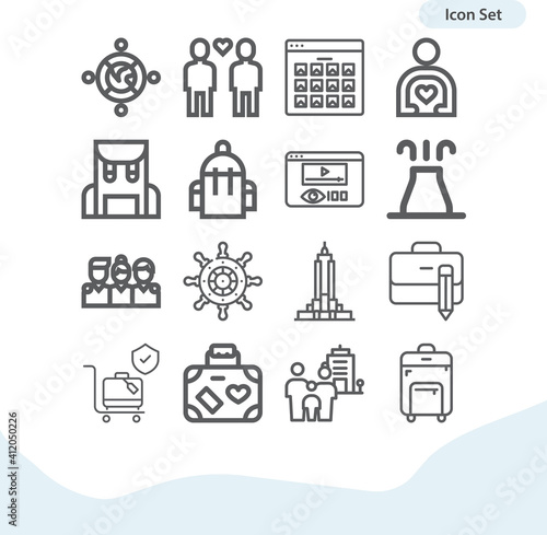 Simple set of tourist related lineal icons.