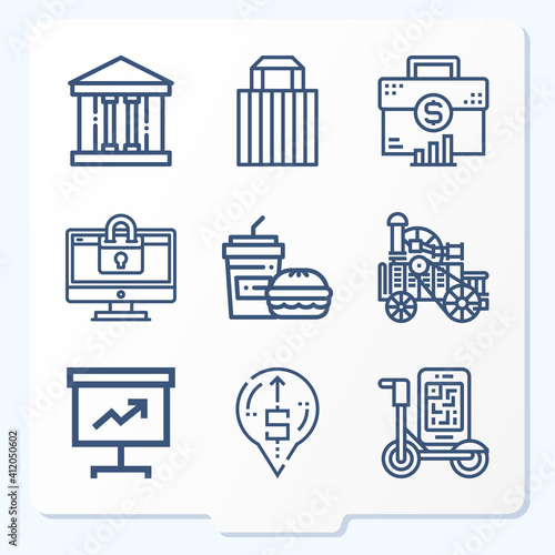Simple set of 9 icons related to commerce