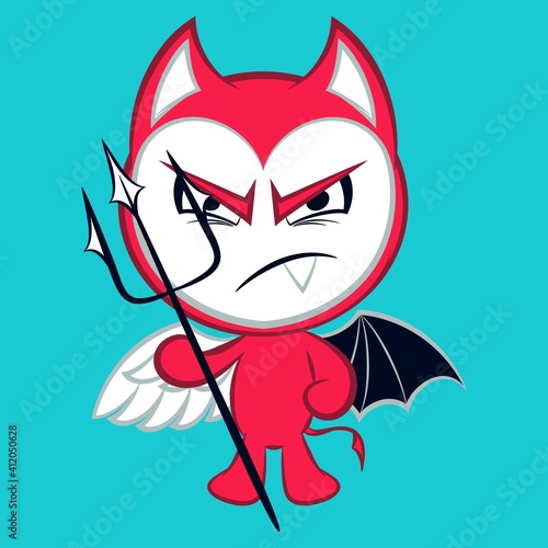 Illustration vector devil cartoon with text for fashion design