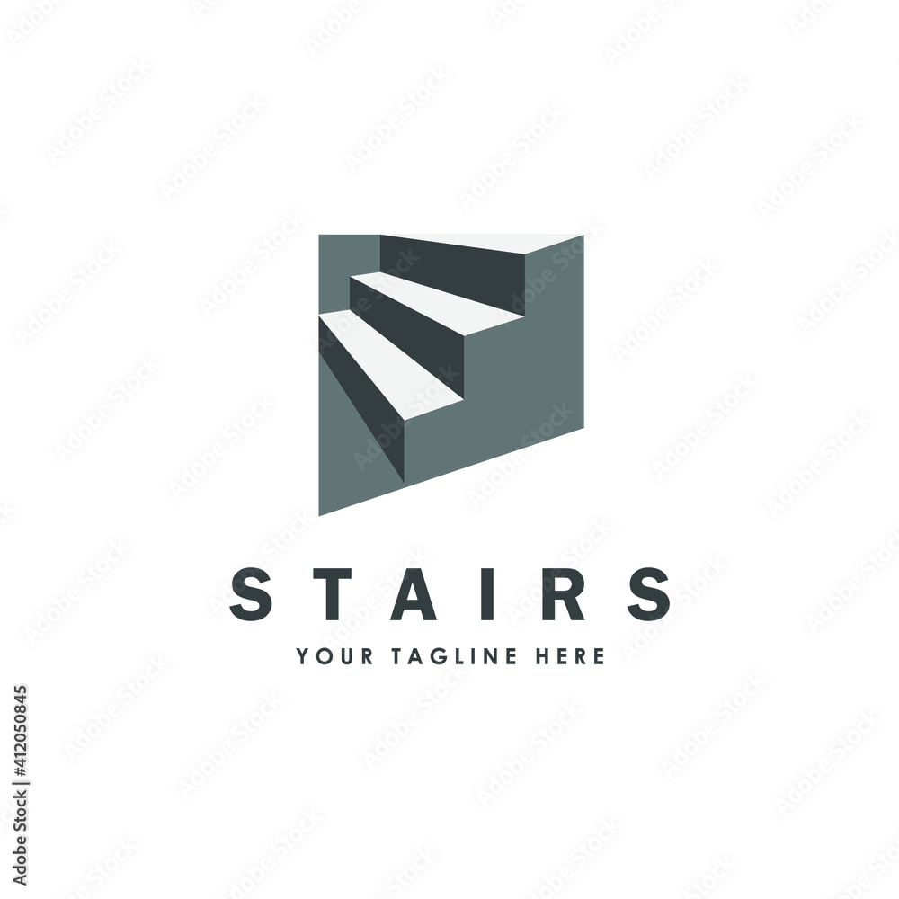 stair negative space step up stair logo vector icon illustration