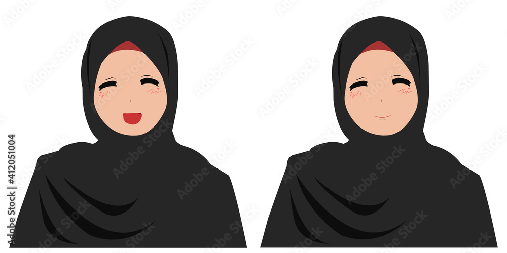Premium vector l image of a cute woman hijab anime character being