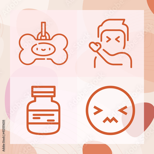 Simple set of headache related lineal icons