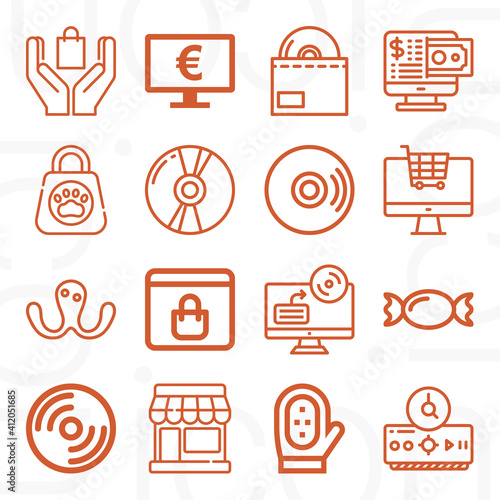 16 pack of inform  lineal web icons set