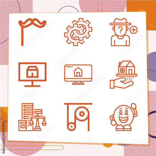 Simple set of 9 icons related to genuine