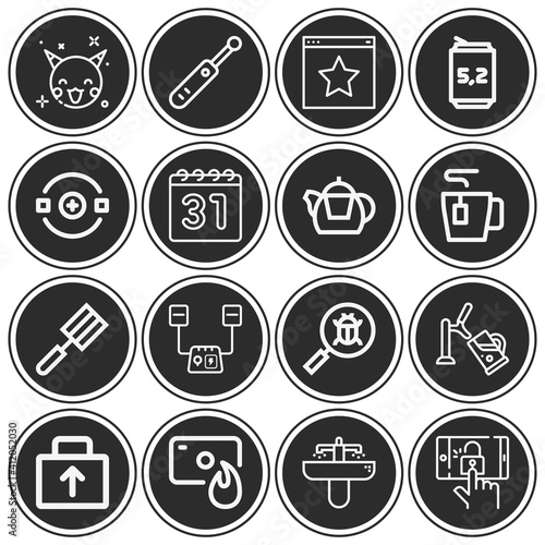 16 pack of light  lineal web icons set