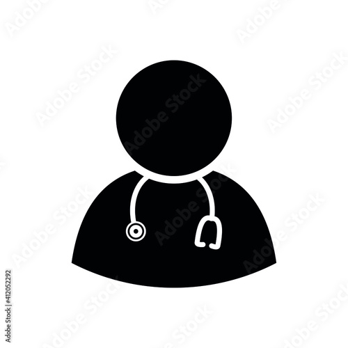 doctor icon, health worker symbol, isolated pictogram human silhouette, user avatar