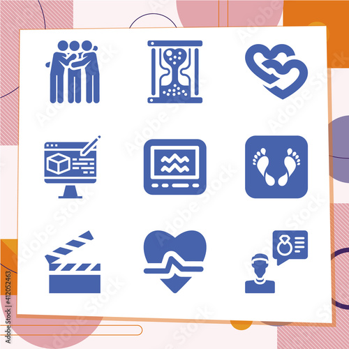 Simple set of 9 icons related to dearest