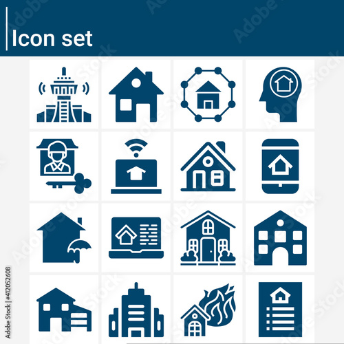 Simple set of personal property related filled icons.