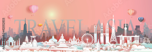 Travel landmark Asia with cityscape skyline and asean tourism.