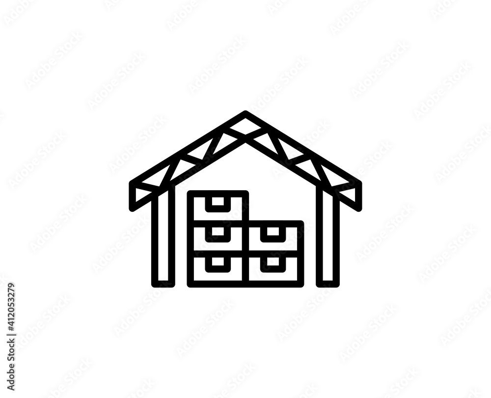 Warehouse line icon. Vector symbol in trendy flat style on white background. Warehouse sing for design. Warehouse line icon. Vector symbol in trendy flat style on white background. Warehouse sing for design.
