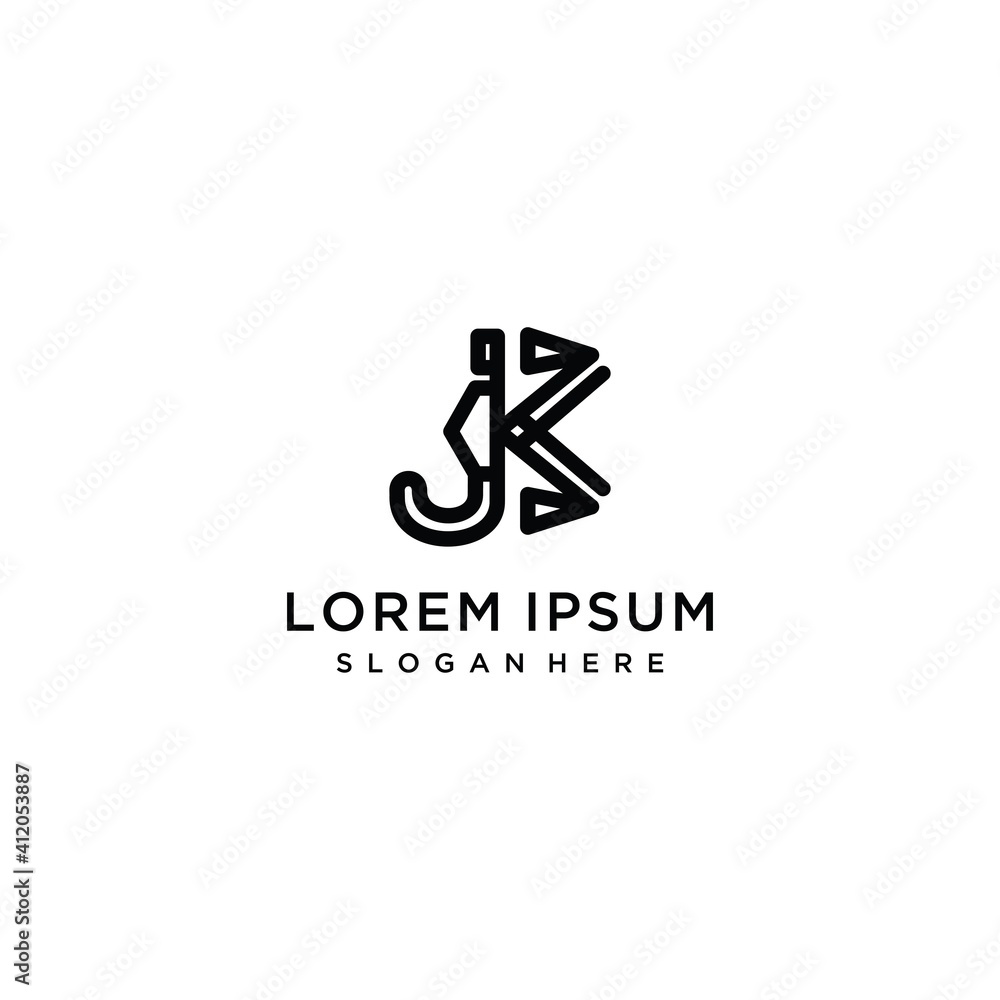 JK or KJ letter logo vector monogram JK or KJ letter logo vector monogram