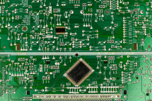 components of microprocessor devices are installed on a printed circuit board