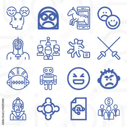 16 pack of offense  lineal web icons set