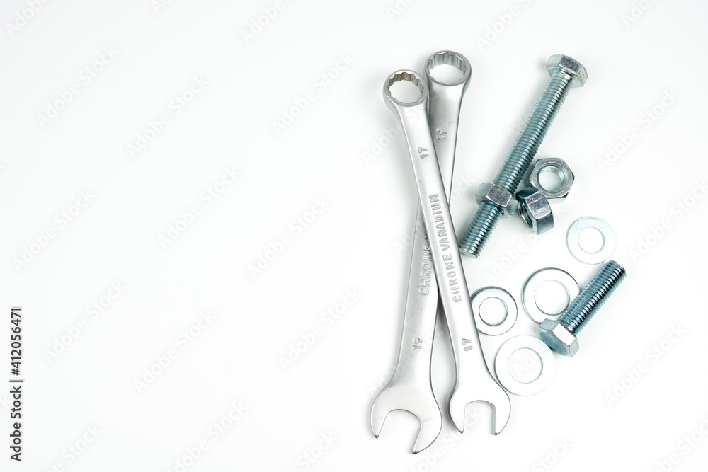 wrenches and a few bolts and nuts to secure the products wrenches and a few bolts and nuts to secure the products