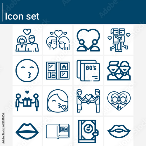 Simple set of hug related lineal icons.