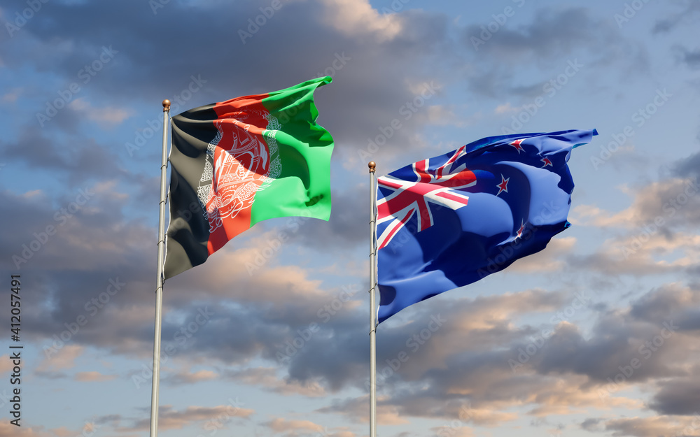Flags of New Zealand and Afghanistan. Flags of New Zealand and Afghanistan.