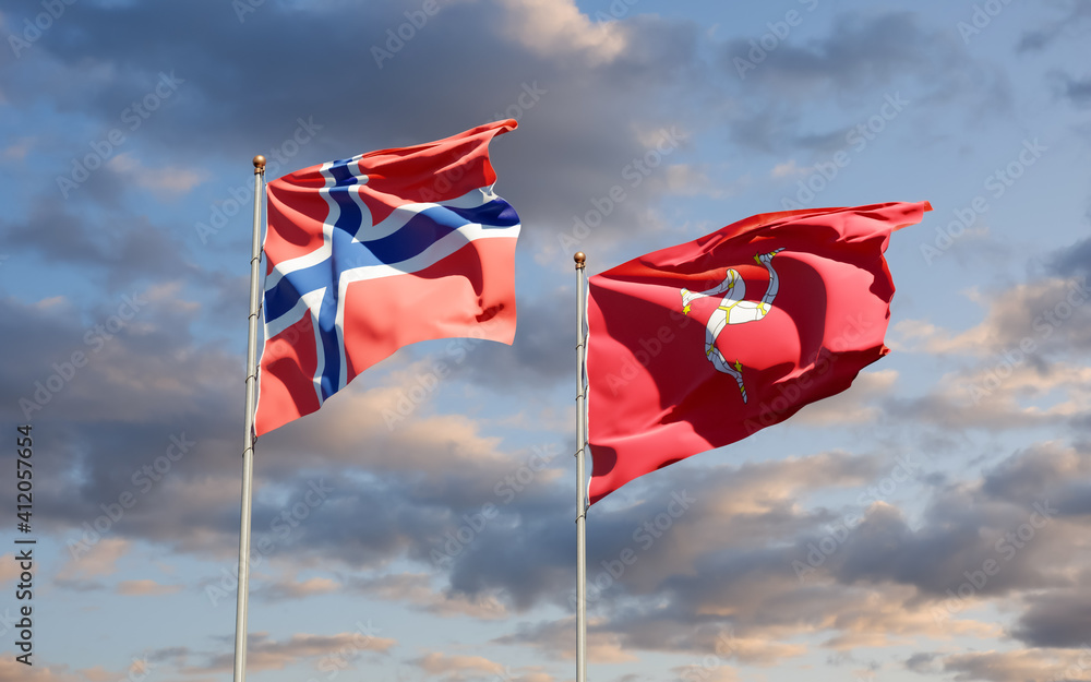 Flags of Isle of Mann and Norway. Flags of Isle of Mann and Norway.