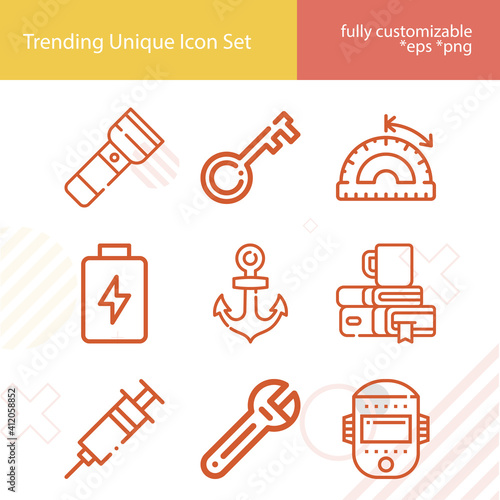 Simple set of college related lineal icons.