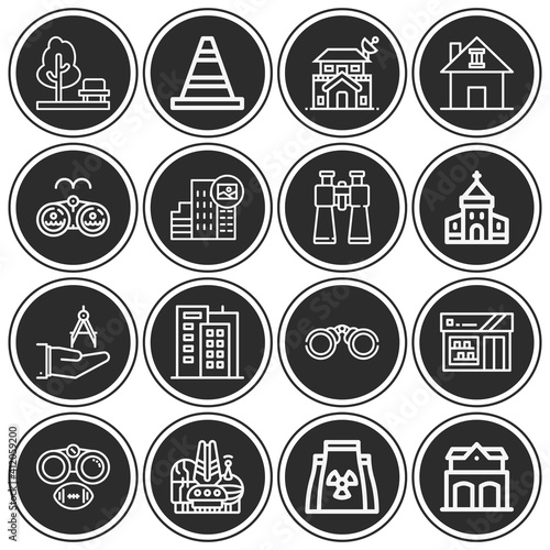 16 pack of municipal  lineal web icons set