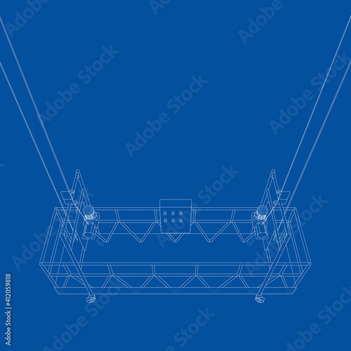 Empty construction elevator. Vector