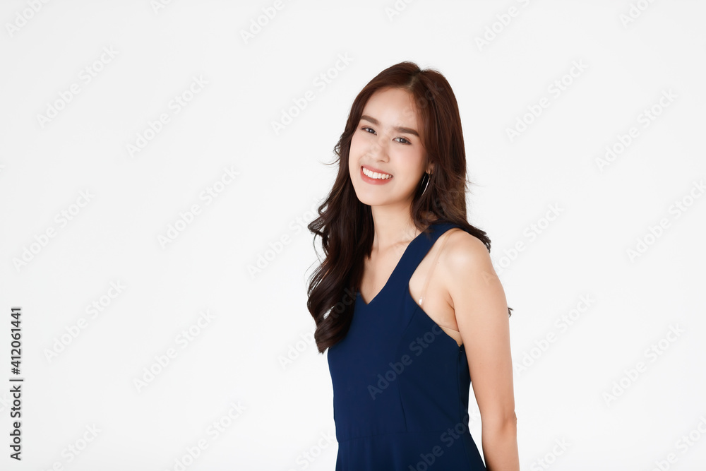 Portrait of a young teen Asian woman with black long hair on white background Portrait of a young teen Asian woman with black long hair on white background