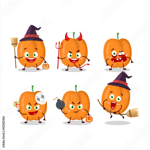 Halloween expression emoticons with cartoon character of apricot