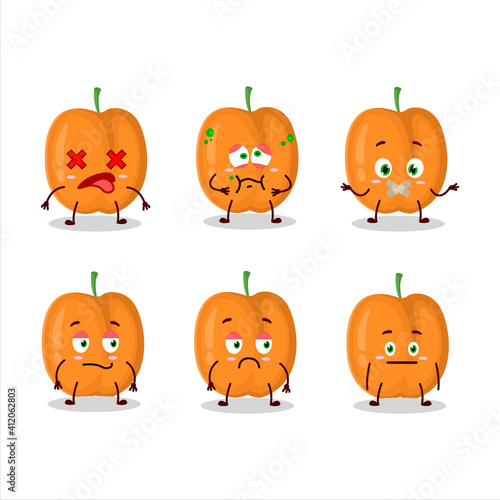 Apricot cartoon in character with nope expression