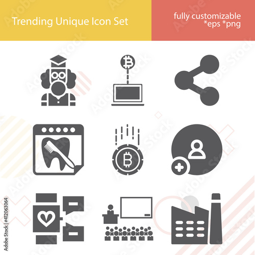 Simple set of associate related filled icons.