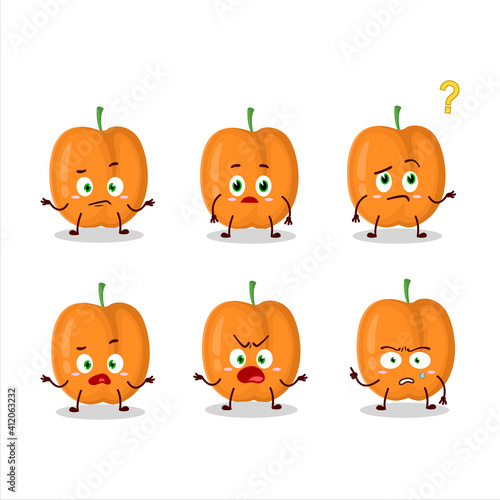 Cartoon character of apricot with what expression