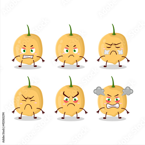 Burmese grapes cartoon character with various angry expressions