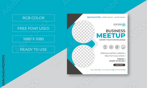 Business meetup social media post template layout