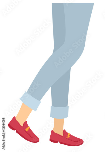 Fototapeta Naklejka Na Ścianę i Meble -  Girl Loafers Shoes Illustration