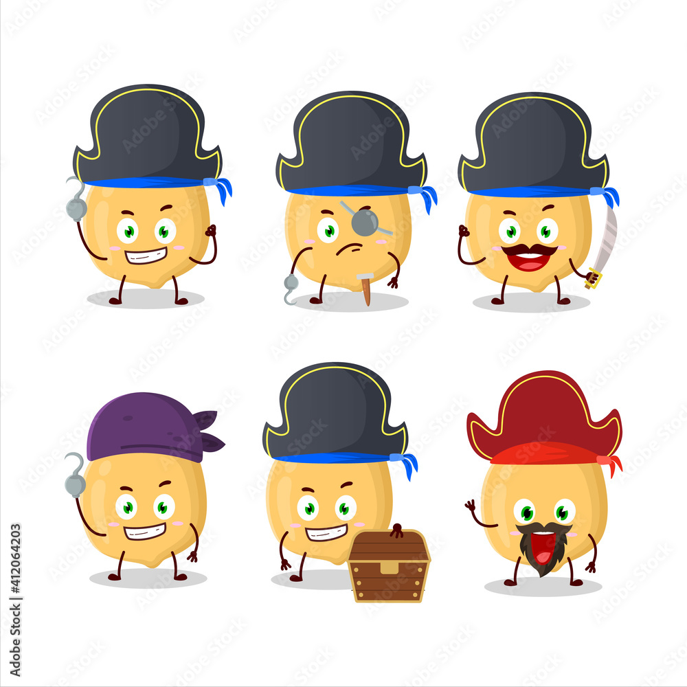 Cartoon character of burmese grapes with various pirates emoticons Cartoon character of burmese grapes with various pirates emoticons