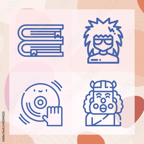 Simple set of literary related lineal icons