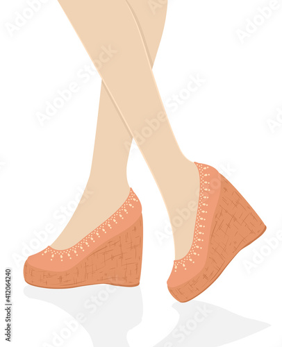 Girl Wedge Shoes Illustration