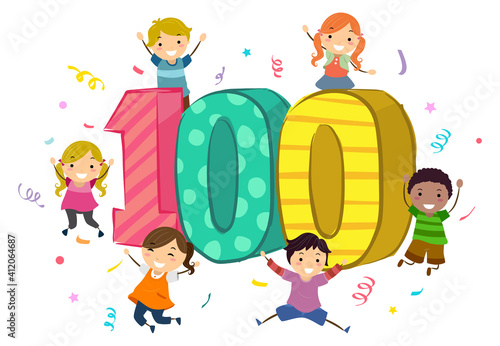 Stickman Kids 100 Celebrati...