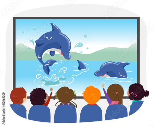 Stickman Kids Watch Dolphin...