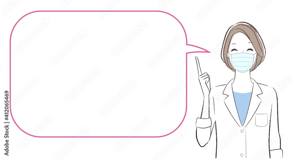 A woman doctor speaking with a speech baloon A woman doctor speaking with a speech baloon
