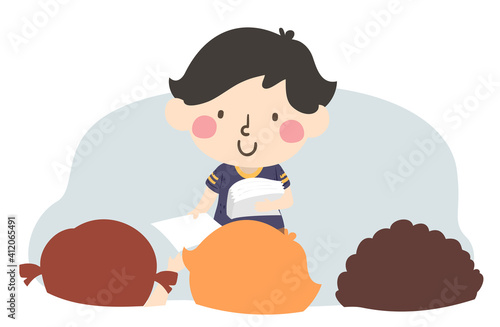 Kid Boy Class Paper Patrol Illustration
