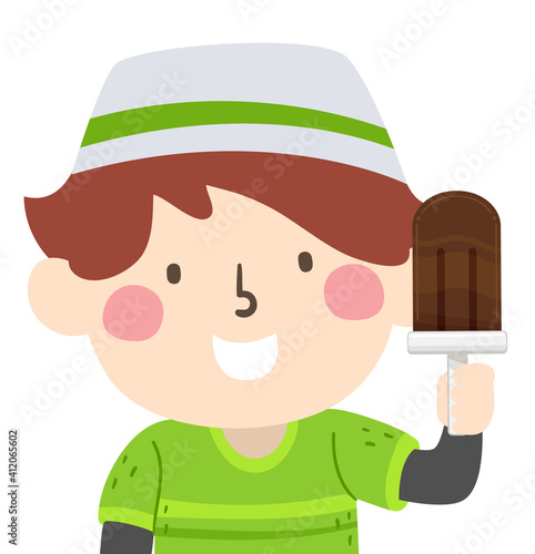 Kid Boy Muslim Hold Popsicle Illustration