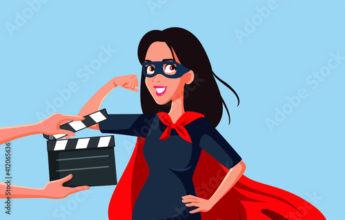 Actress Filming a Female Superhero Blockbuster Movie