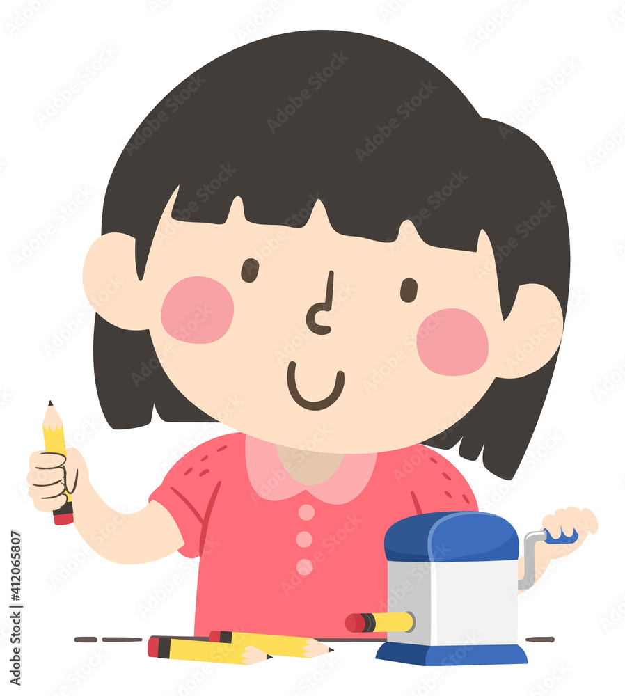 Kid Girl Class Pencil Patrol Illustration Kid Girl Class Pencil Patrol Illustration