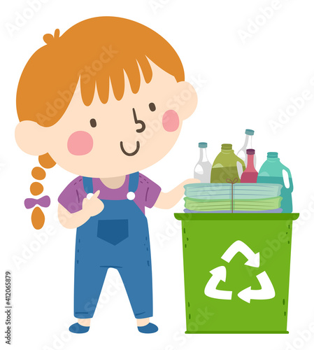 Kid Girl Class Recycler Ill...