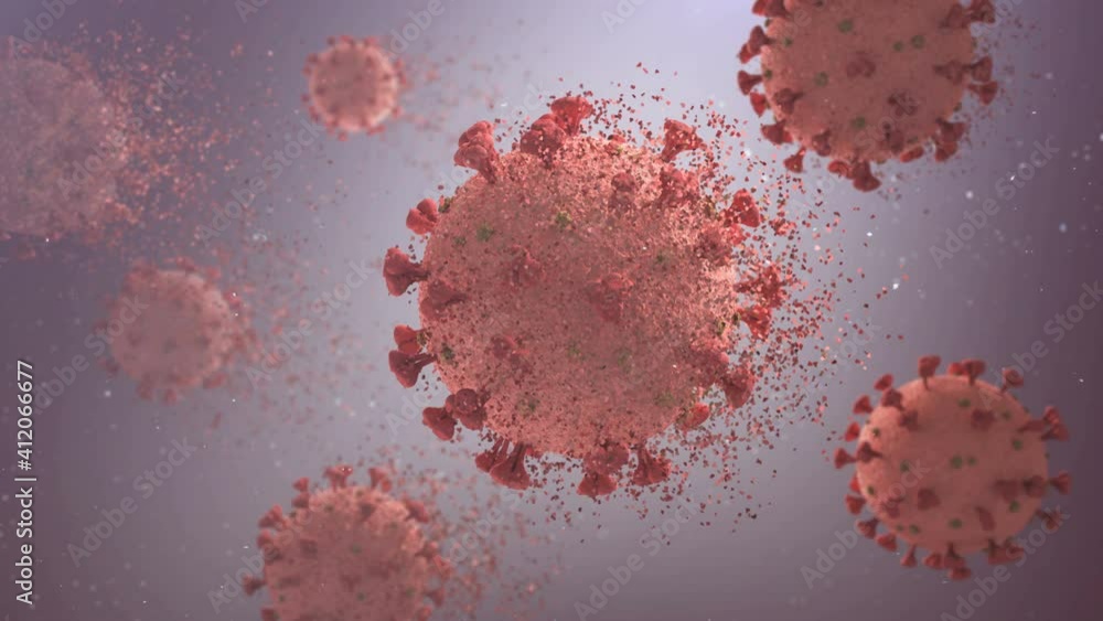 Degradation of the coronavirus when vaccinated, The virus dies after vaccination. COVID-19 medical animation. 3d rendering.
