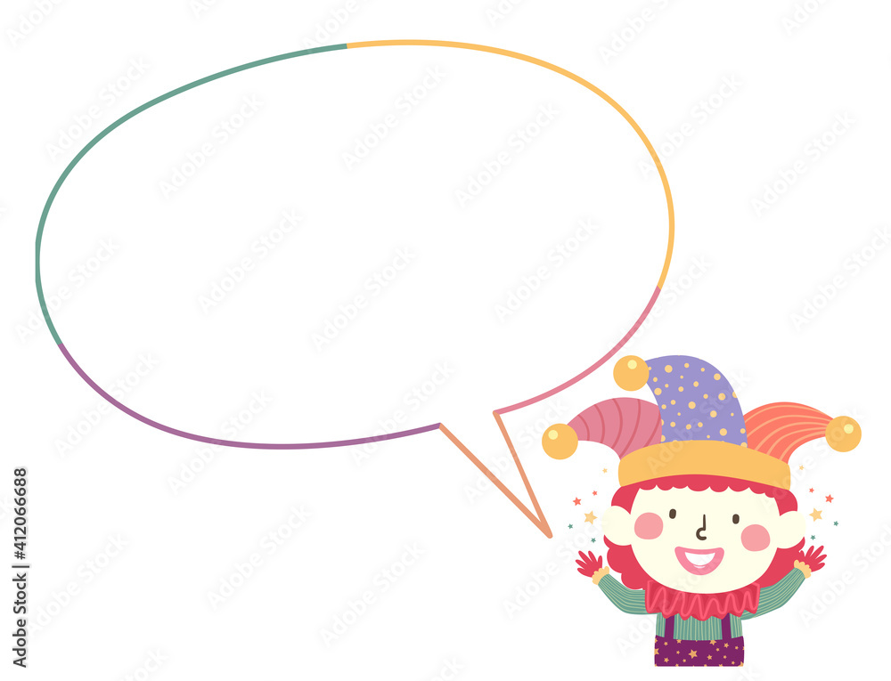 Kid Clown Costume Speech Bubble Illustration Kid Clown Costume Speech Bubble Illustration