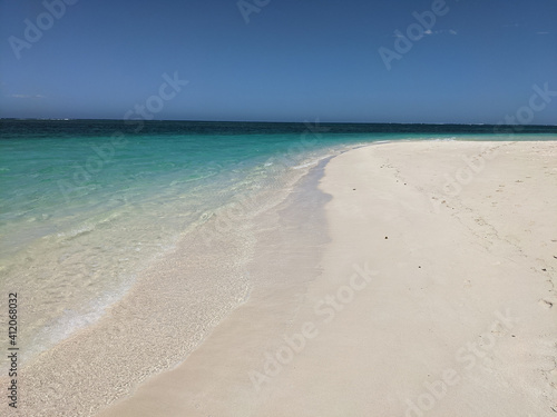 Turquoise water and white sandy beach
