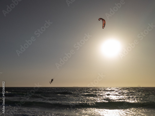 Kite surfer getting massive air