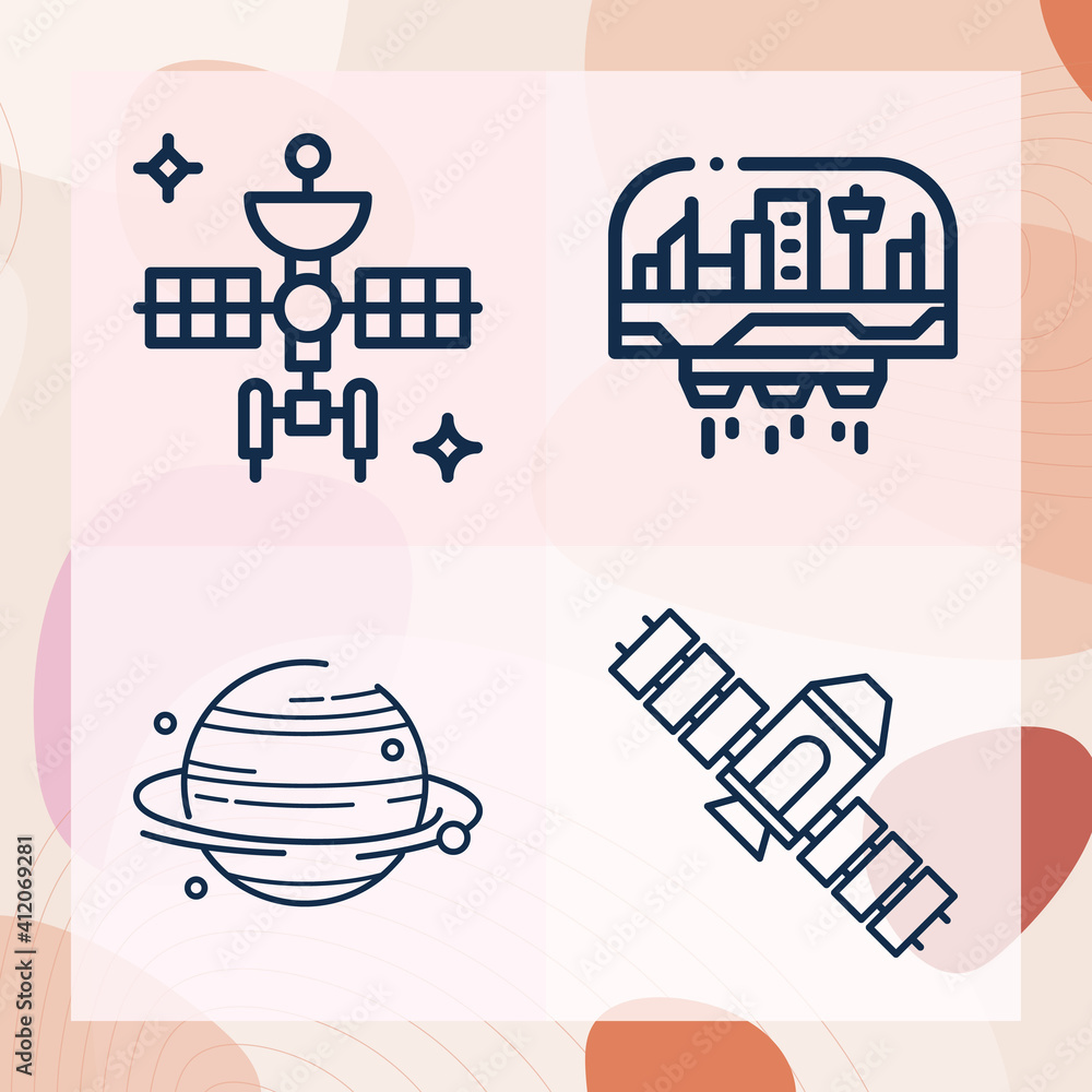 Simple set of nasa related lineal icons
